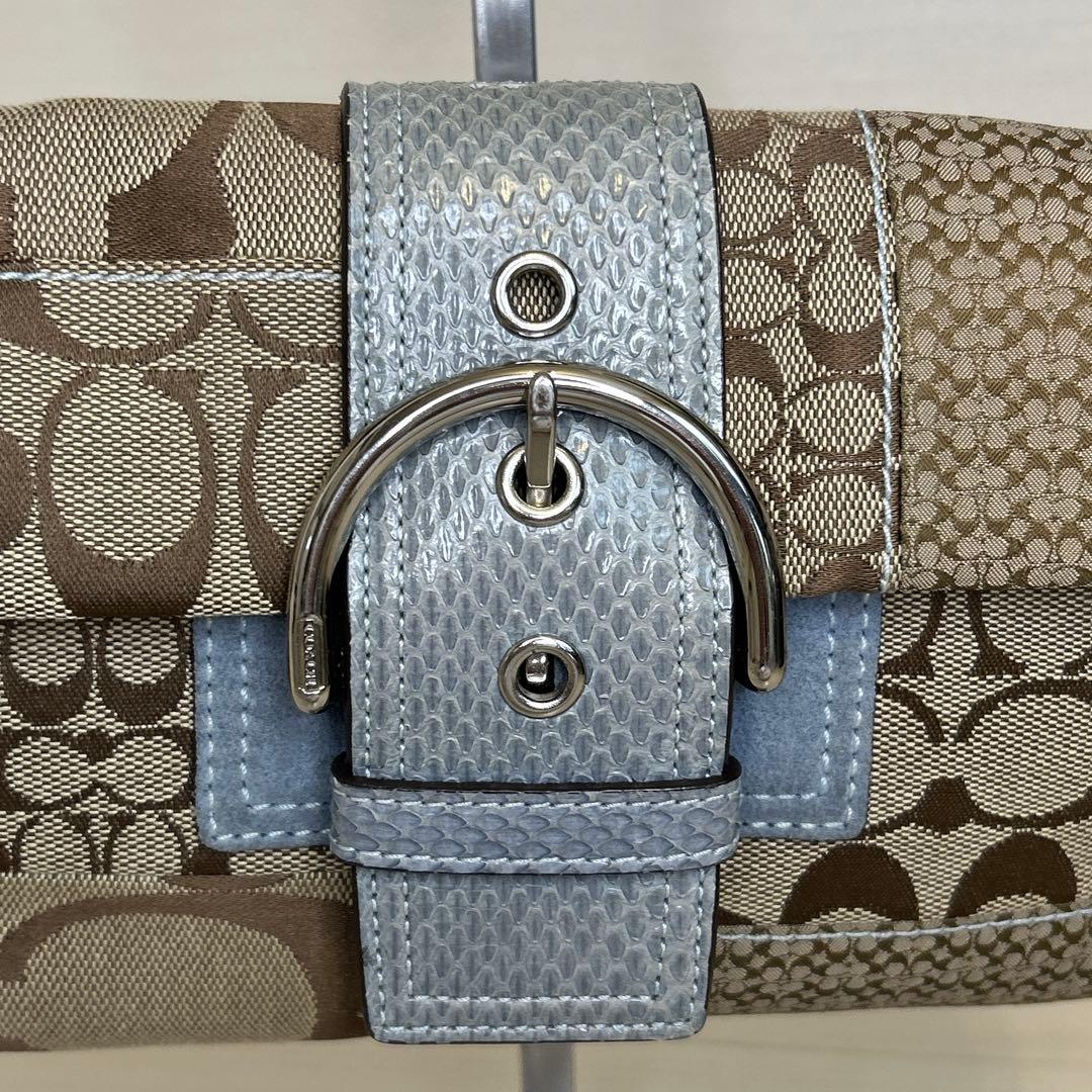 バッグ COACH Soho Patchwork Python Shoulder Bag