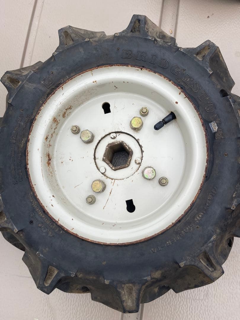 管理機用 タイヤ 2本セット 六角軸 耕運機ホイール付き パーツ 部品 中古