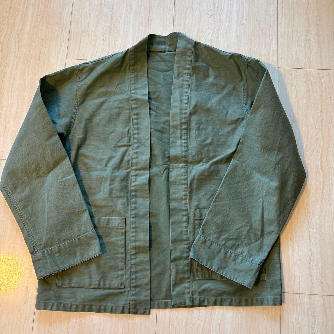 SOPHNET. SHIRT CARDIGAN カーキ ノーカラーJK