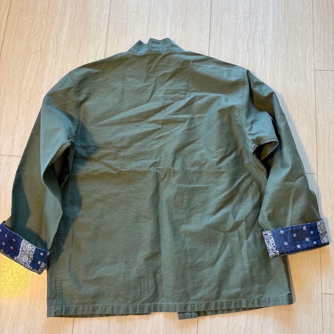 SOPHNET. SHIRT CARDIGAN カーキ ノーカラーJK