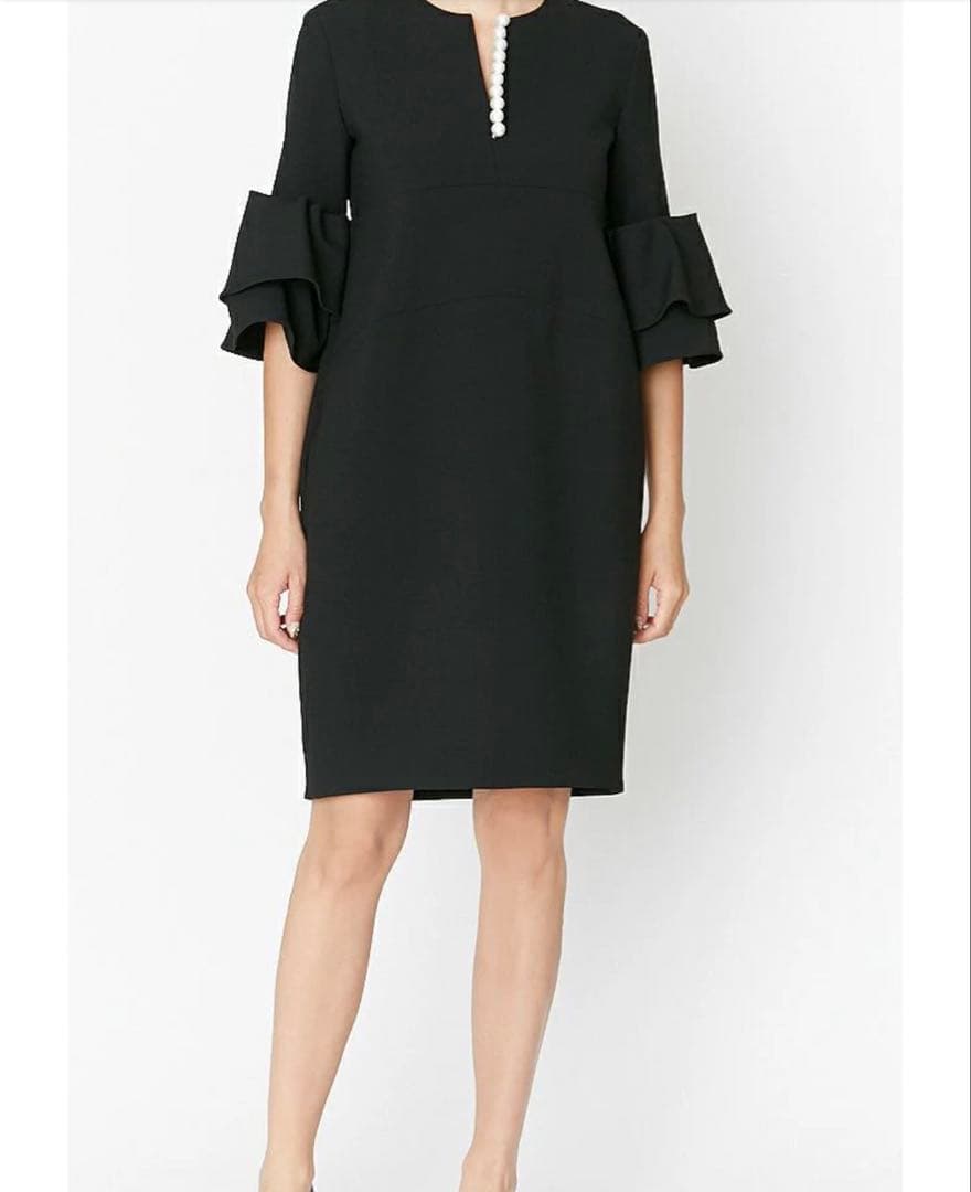 YOKO CHAN 【サイズ38 黒】ティアードスリーブパールドレス