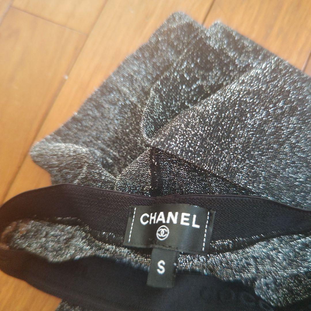 CHANEL ロゴストーン付きブラックタイツＳサイズ