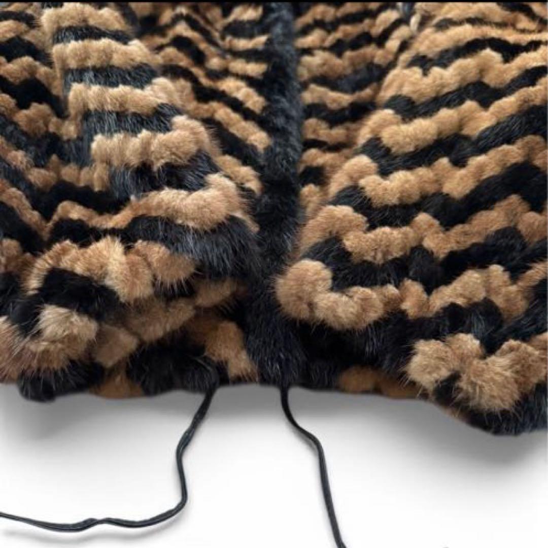 希少 ミンクファー ジャケット ドルマンスリーブ 裾絞り ジグザグ柄 ゆったり