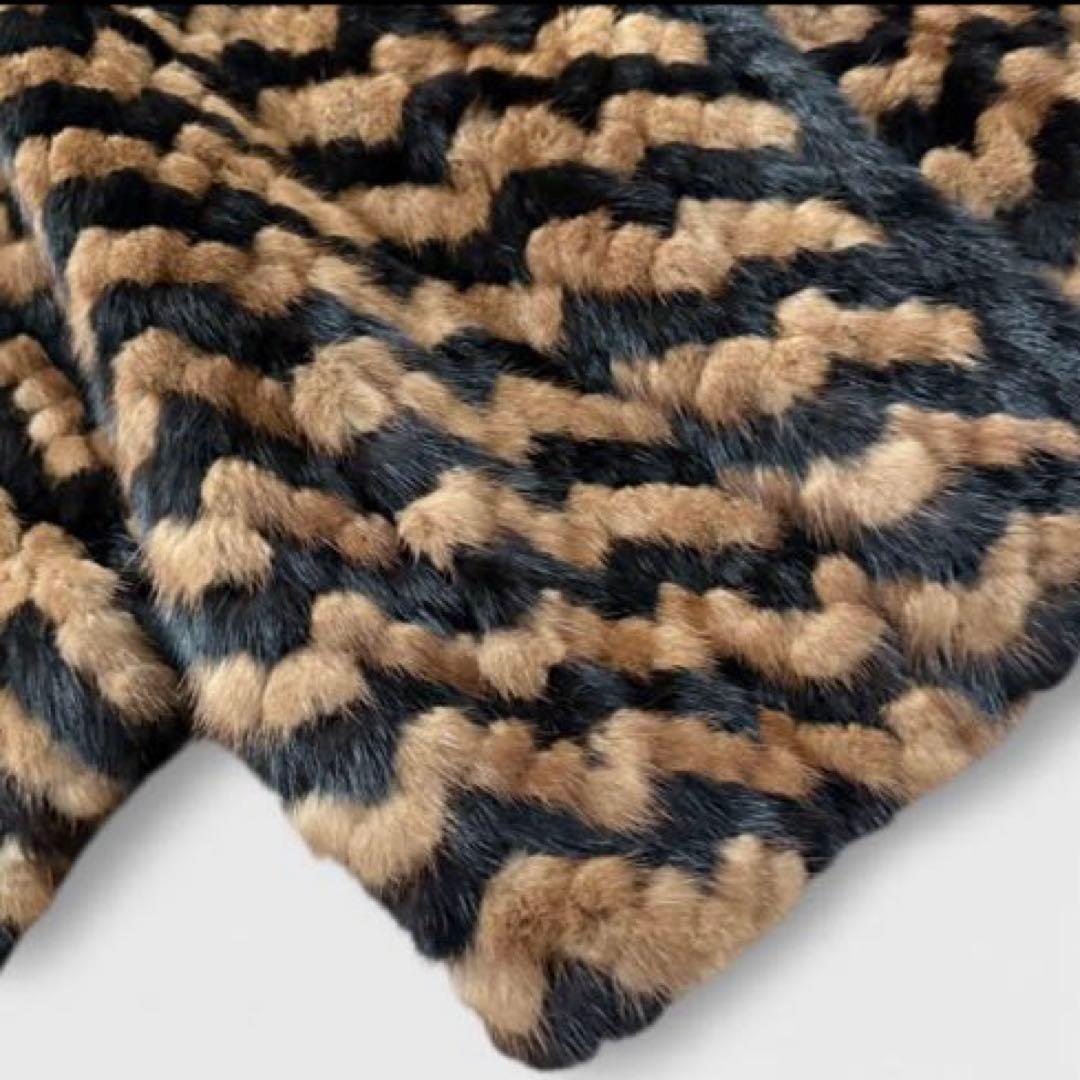 希少 ミンクファー ジャケット ドルマンスリーブ 裾絞り ジグザグ柄 ゆったり