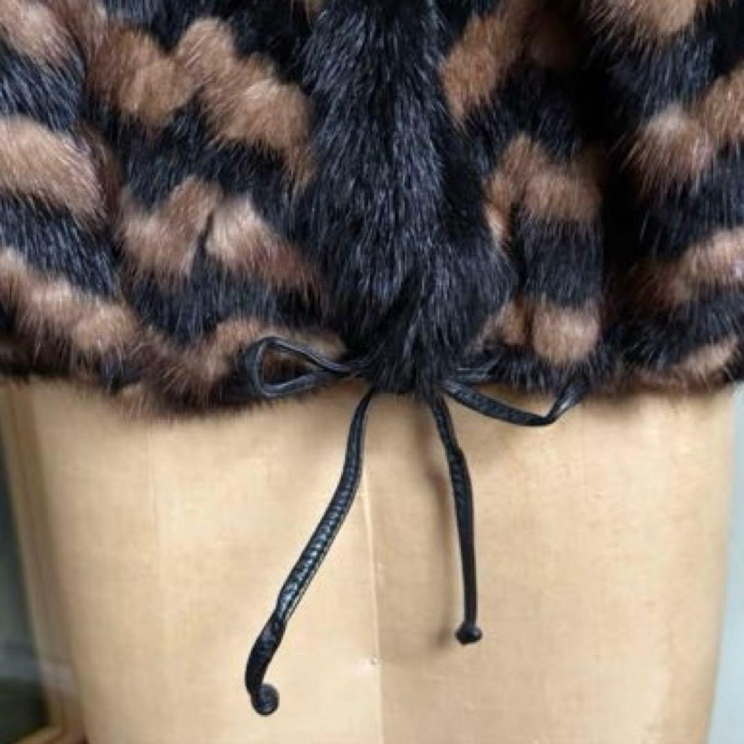 希少 ミンクファー ジャケット ドルマンスリーブ 裾絞り ジグザグ柄 ゆったり