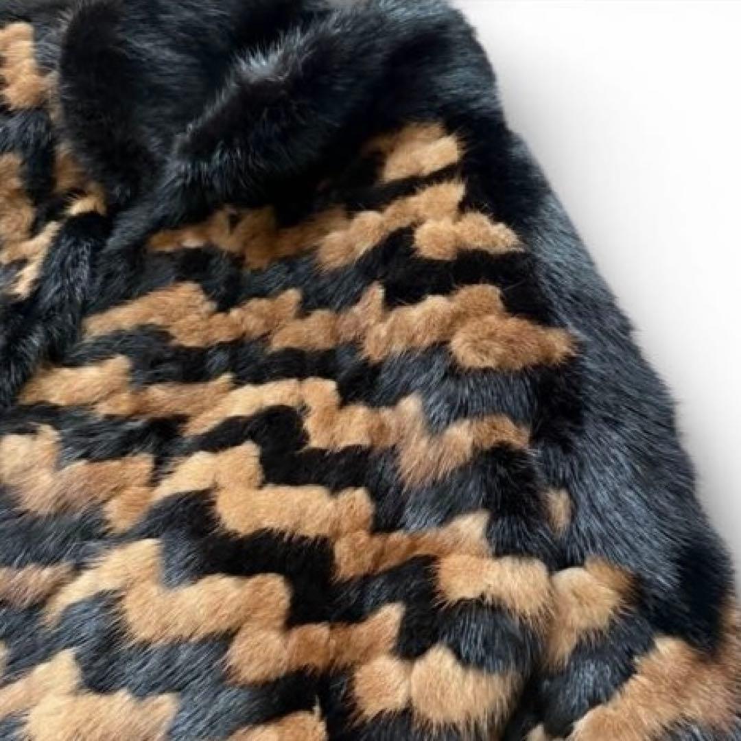 希少 ミンクファー ジャケット ドルマンスリーブ 裾絞り ジグザグ柄 ゆったり