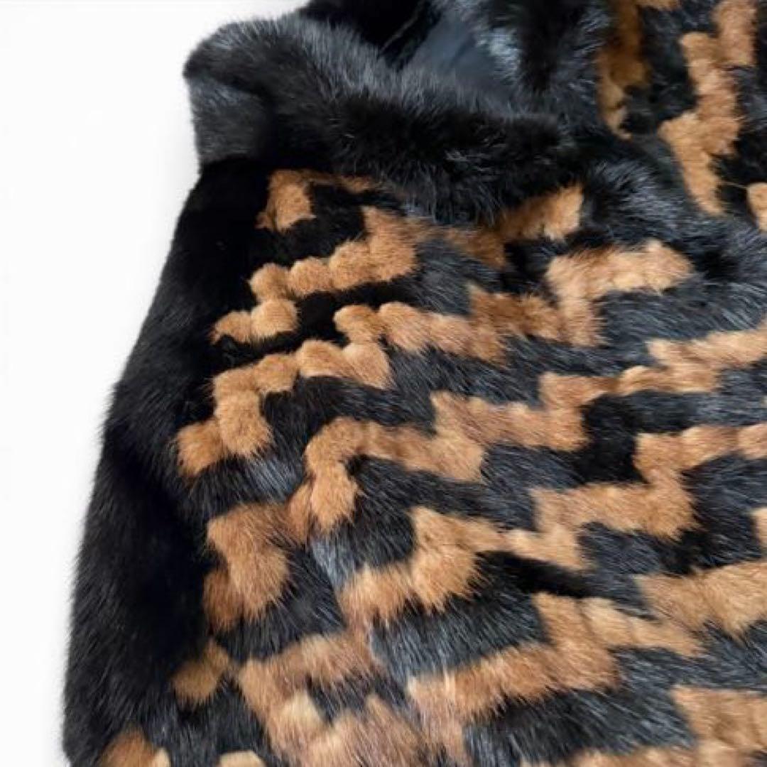 希少 ミンクファー ジャケット ドルマンスリーブ 裾絞り ジグザグ柄 ゆったり