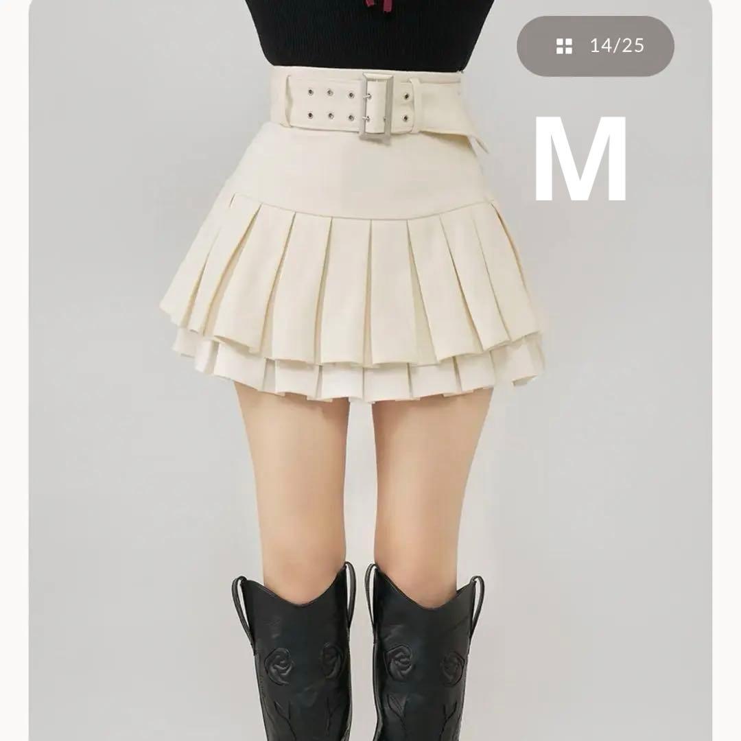 ダーリッチ　ダブルプリーツミニスカート　M