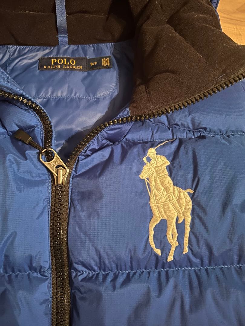 ポロラルフローレン ダウンベスト ビッグポニー フード USA ブルー S