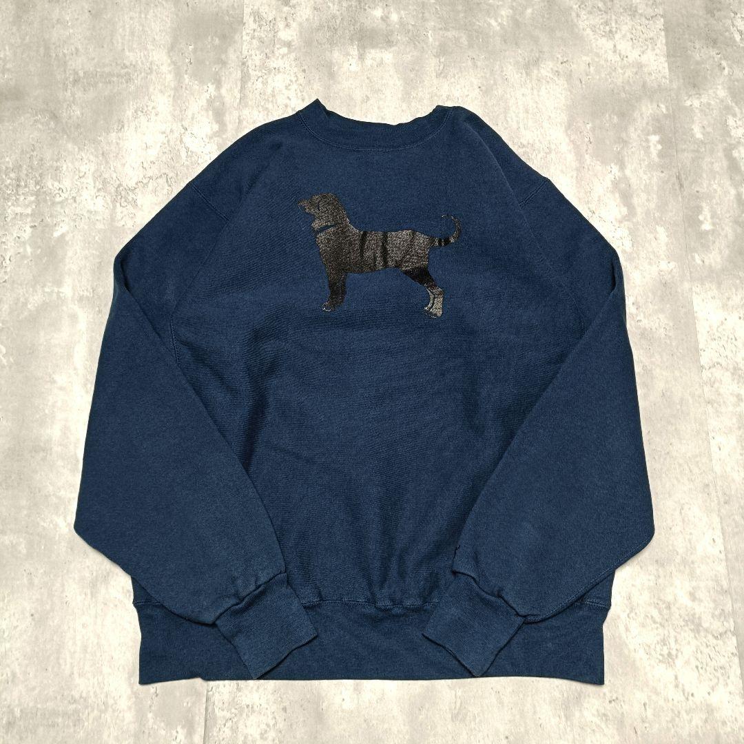 90s USA製 The black dog ネイビー スウェットアニマル XL