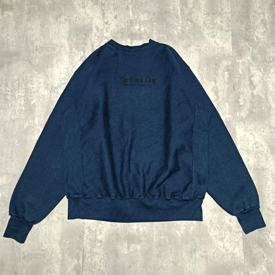 90s USA製 The black dog ネイビー スウェットアニマル XL