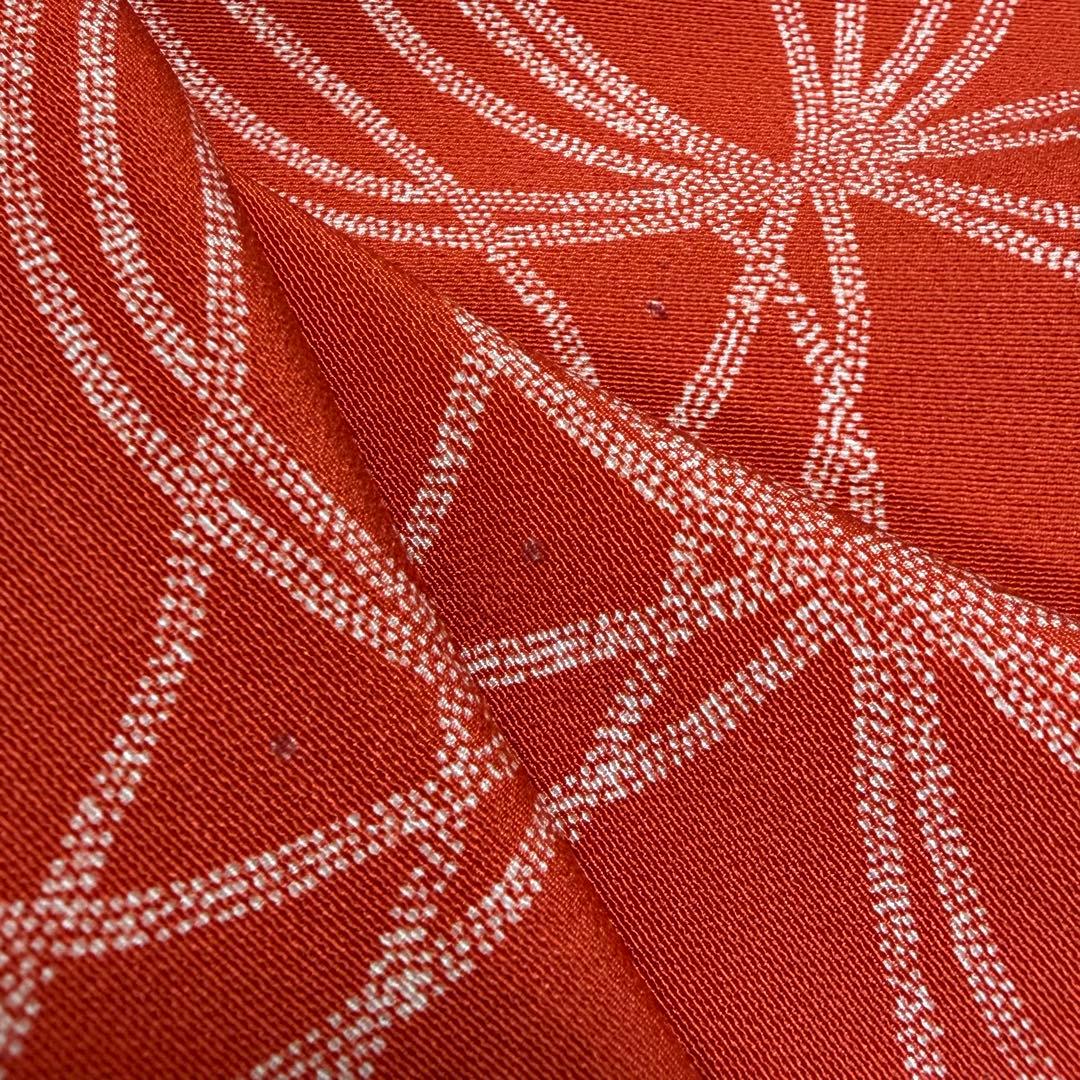 竺仙 正絹 小紋 朱色 反物