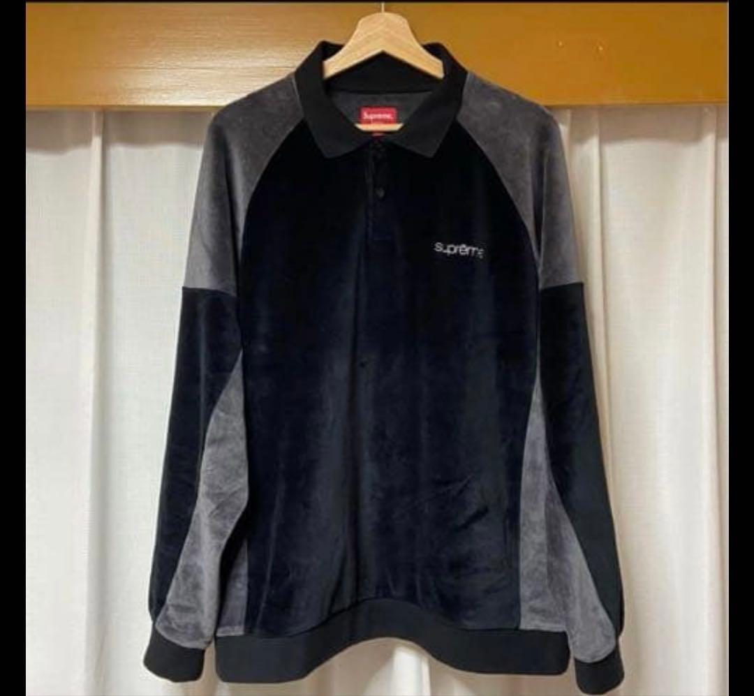 supreme Paneled Velour ベロア L/S Polo