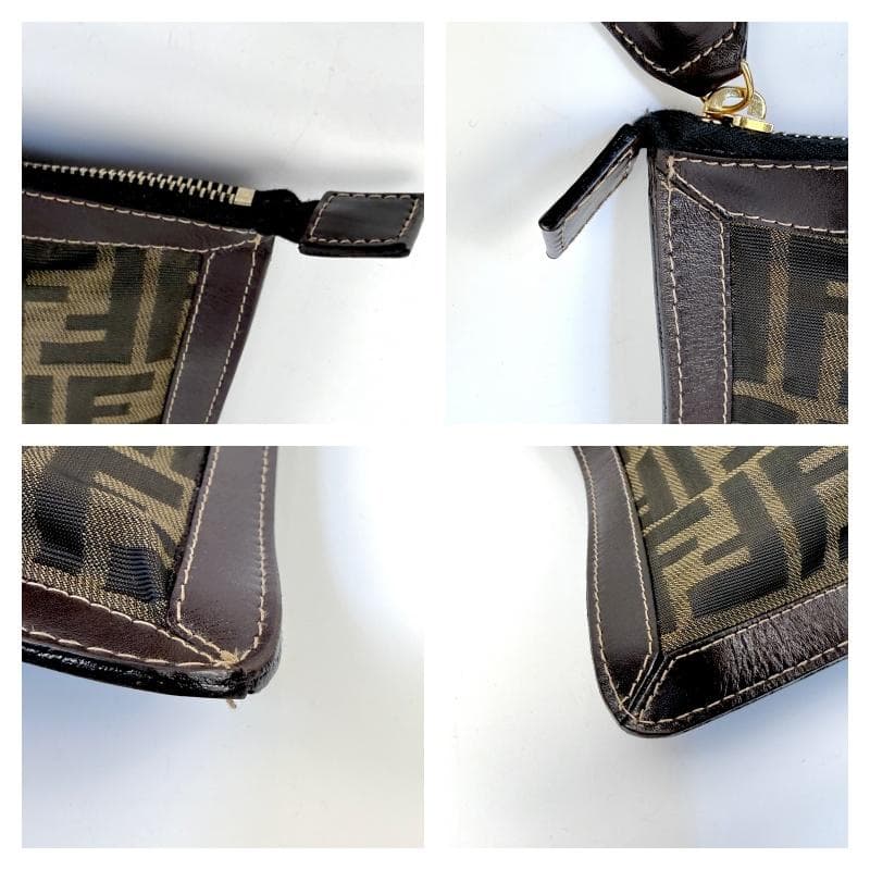 極美品 FENDI ズッカ セカンドバッグ クラッチバッグ FF金具 レザー