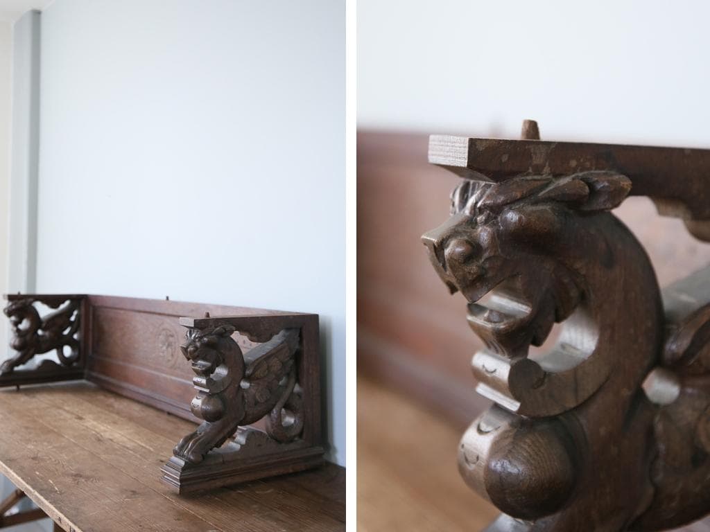 フランスアンティークルイ13世様式古木パーツ/木製壁飾り/オブジェ90-41-3