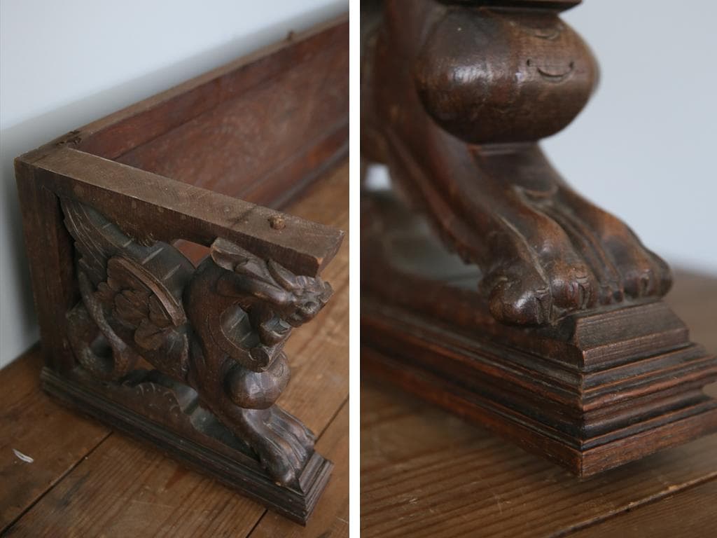 フランスアンティークルイ13世様式古木パーツ/木製壁飾り/オブジェ90-41-3