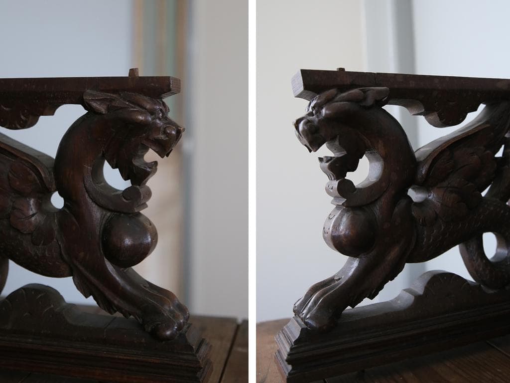 フランスアンティークルイ13世様式古木パーツ/木製壁飾り/オブジェ90-41-3