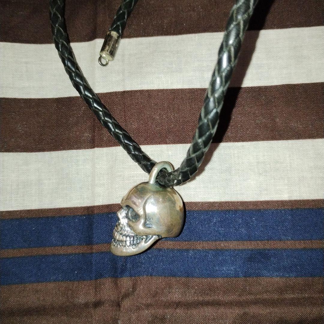 DEALDESIGN スカルペンダント付きレザーネックレス ウォレットハンガー