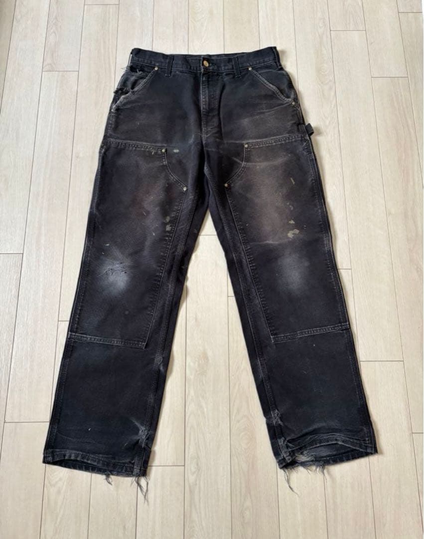 カーハート　ダブルニーブラック　雰囲気抜群　W32 L32 極上フェード