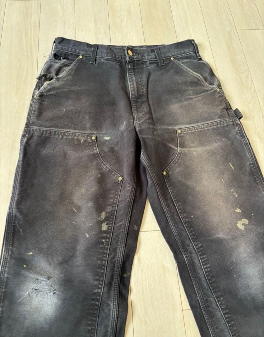 カーハート　ダブルニーブラック　雰囲気抜群　W32 L32 極上フェード