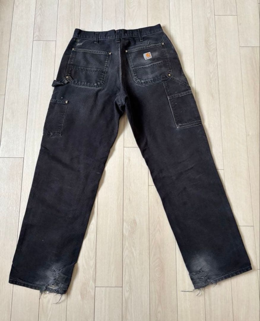 カーハート　ダブルニーブラック　雰囲気抜群　W32 L32 極上フェード