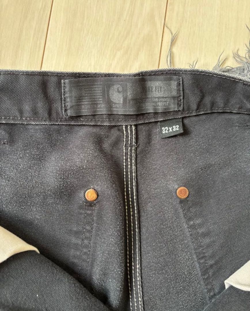 カーハート　ダブルニーブラック　雰囲気抜群　W32 L32 極上フェード