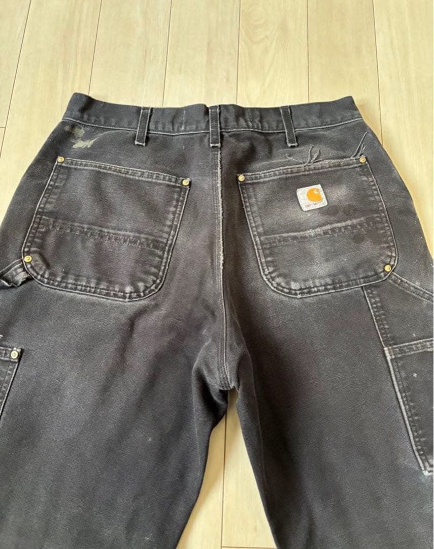 カーハート　ダブルニーブラック　雰囲気抜群　W32 L32 極上フェード