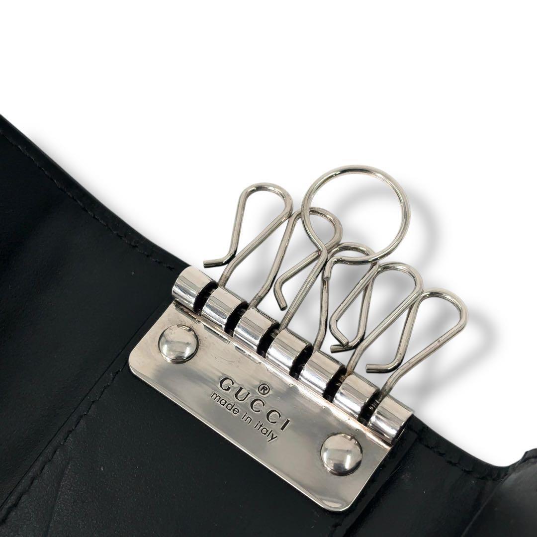 【極美品】GUCCI グッチ　GG柄　レザー　 6連 キーケース キーリング 黒