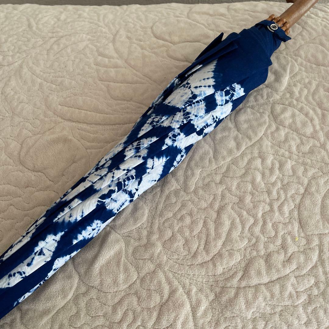 [未使用] 伝統の有松絞り日傘 日本製 長日傘 和装 浴衣にも