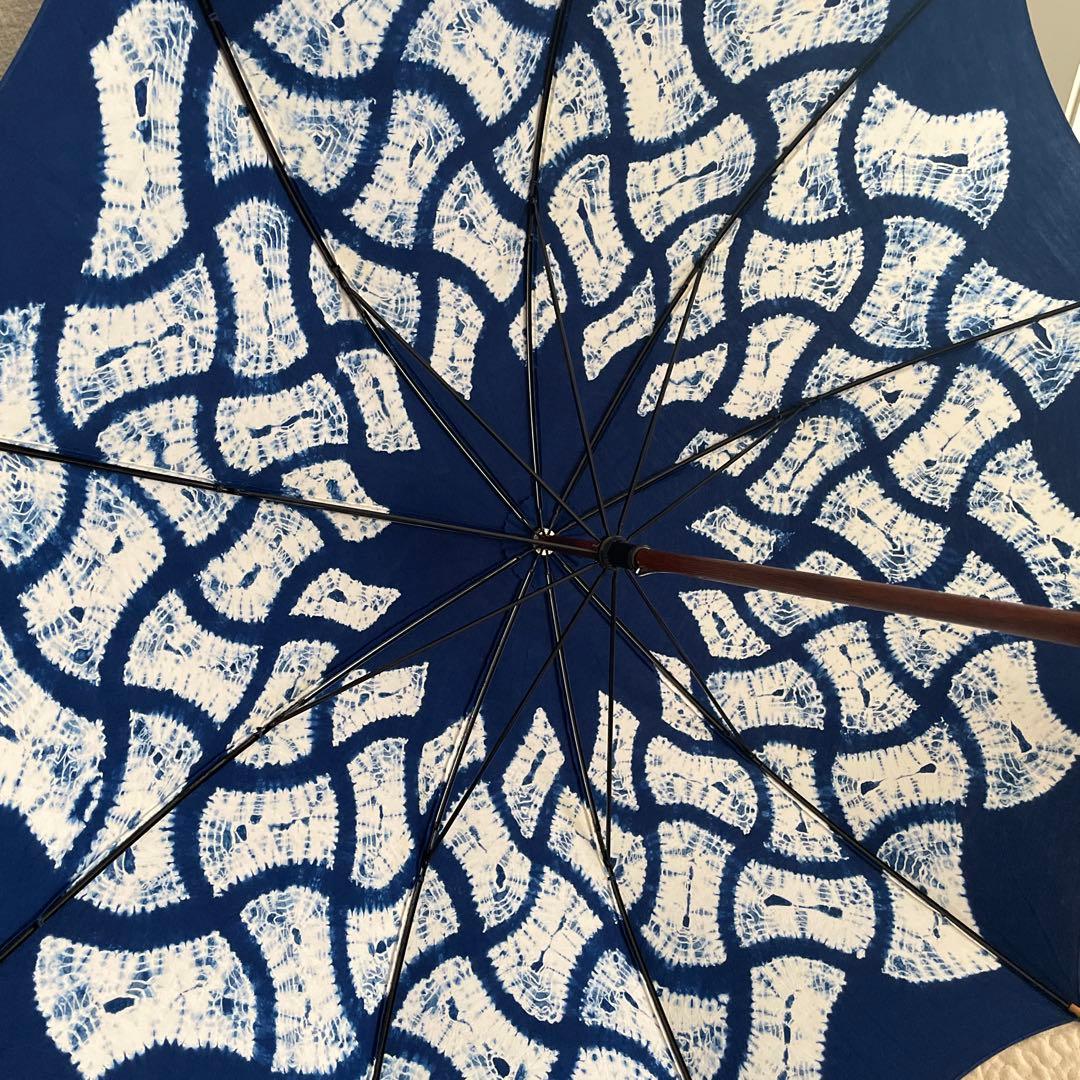 [未使用] 伝統の有松絞り日傘 日本製 長日傘 和装 浴衣にも