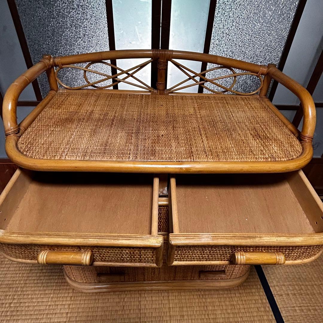 ラタン籐チェスト 家具 4段 タンス　レトロ アンティーク