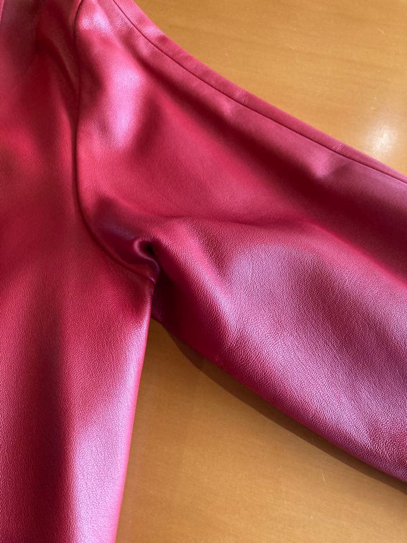 【美品】HANAE MORI ハナエモリ　赤 羊革　ジャケット　38サイズ大きめ