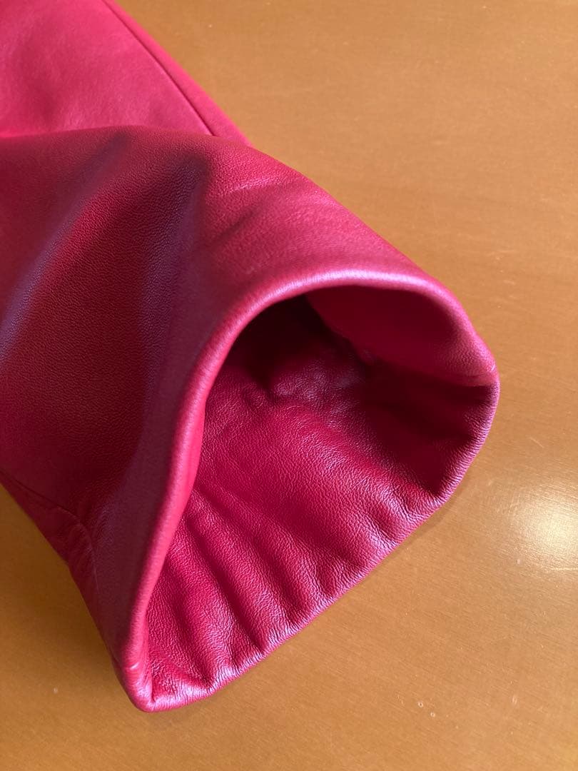 【美品】HANAE MORI ハナエモリ　赤 羊革　ジャケット　38サイズ大きめ