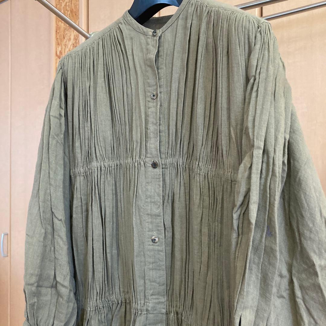 COMME des GARCONS プリーツチュニック 長袖 オリーブグリーン