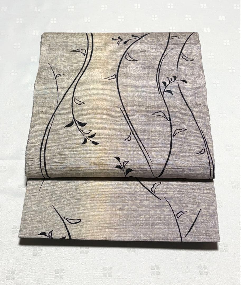 未使用品　和服帯　正絹　手描き.染め　生紬　袋帯(全通) 早い者勝ち