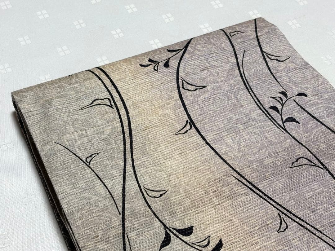 未使用品　和服帯　正絹　手描き.染め　生紬　袋帯(全通) 早い者勝ち