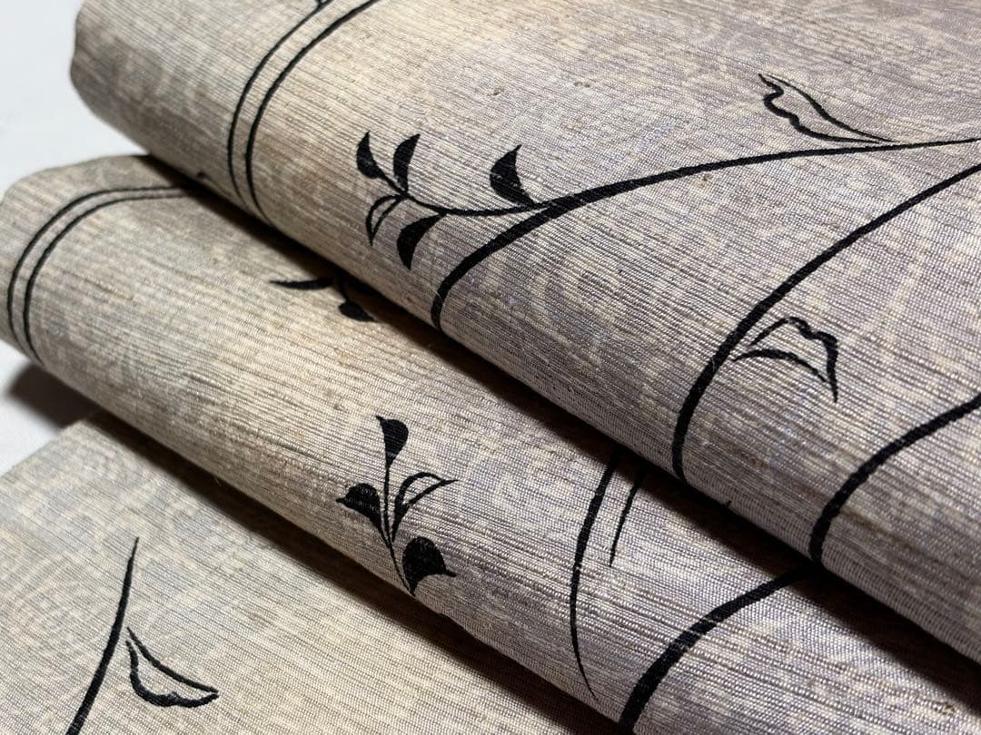 未使用品　和服帯　正絹　手描き.染め　生紬　袋帯(全通) 早い者勝ち