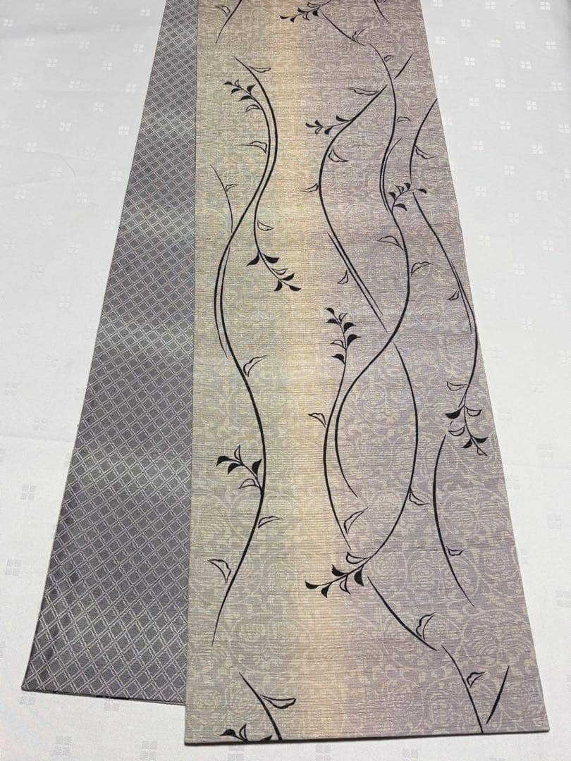 未使用品　和服帯　正絹　手描き.染め　生紬　袋帯(全通) 早い者勝ち