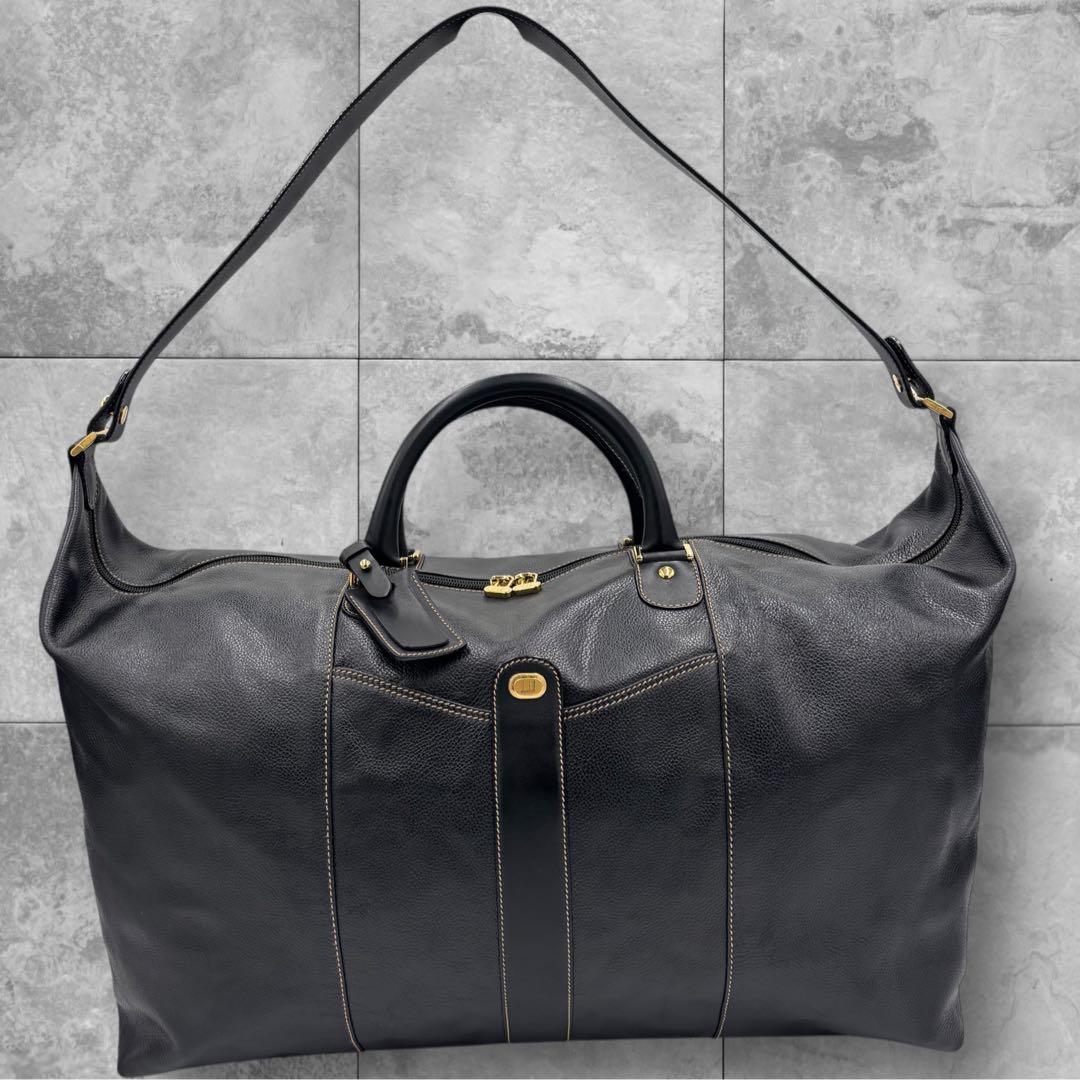 dunhill ダンヒル 2way レザー ボストンバッグ ショルダーバッグ 黒