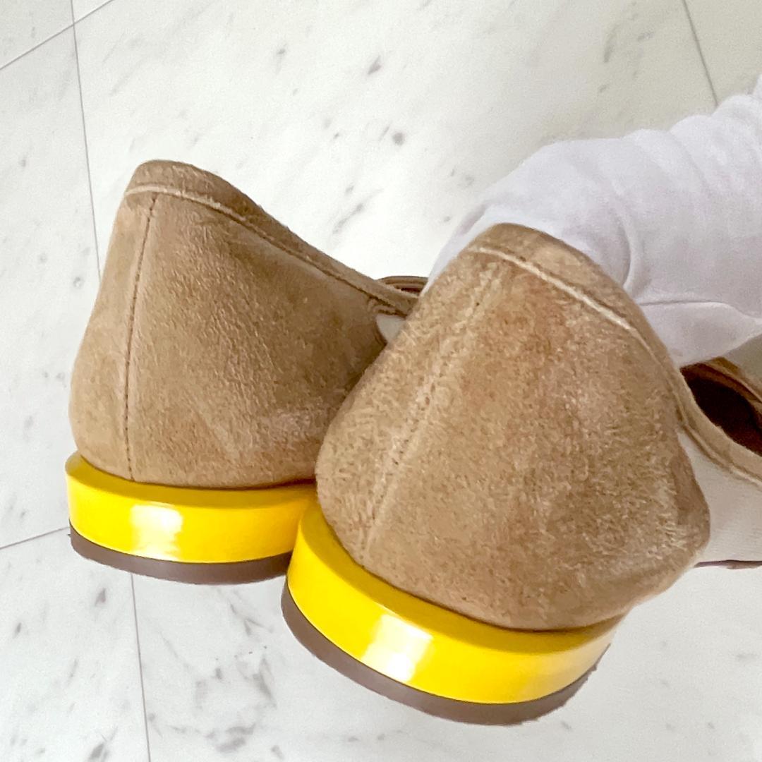 ファビオルスコーニ 37 ポインテッドカラーヒールチュールパンプス キャメル