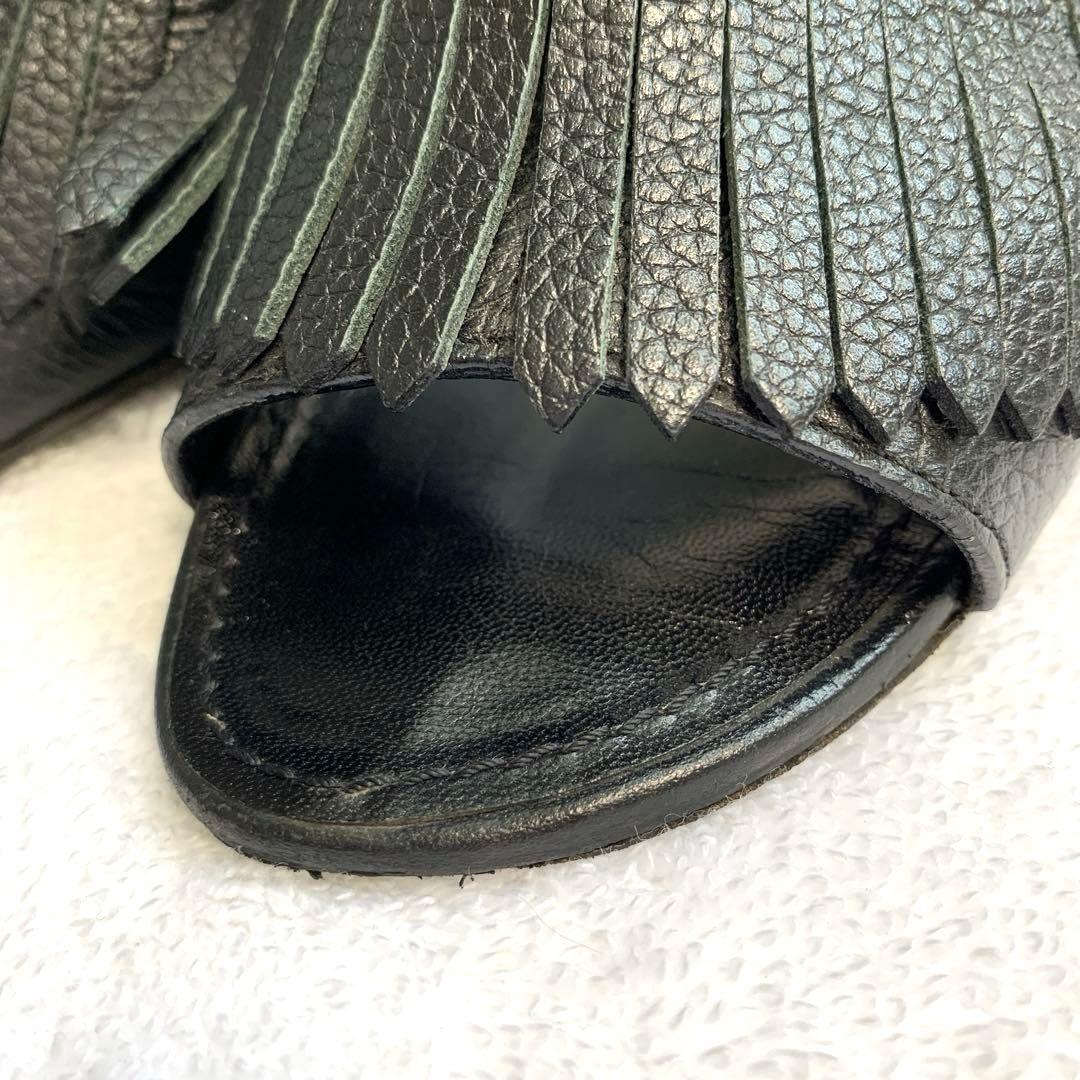 ルイヴィトン　インディアナミュール　サンダル　黒　レザー　変形ヒール　34