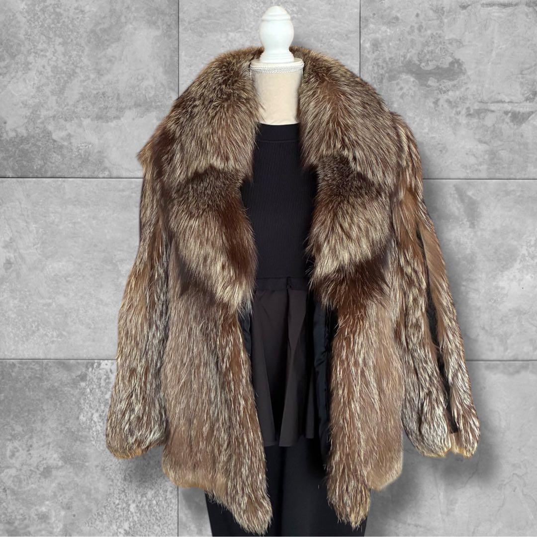 訳有 SAGA FOX サガファー ロイヤル 金タグ 毛皮コート シルク混 13