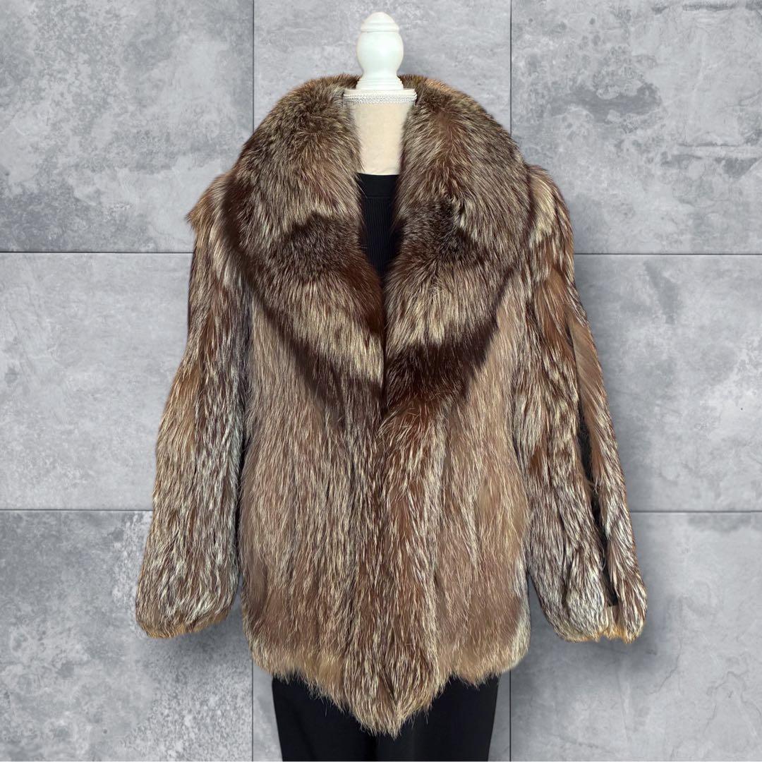 訳有 SAGA FOX サガファー ロイヤル 金タグ 毛皮コート シルク混 13