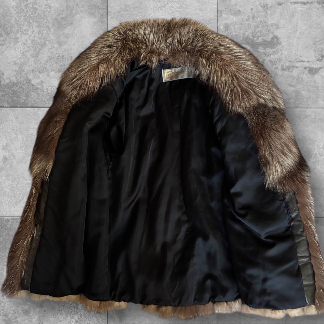 訳有 SAGA FOX サガファー ロイヤル 金タグ 毛皮コート シルク混 13