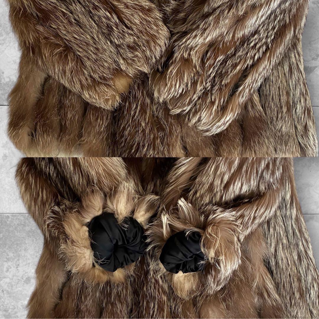 訳有 SAGA FOX サガファー ロイヤル 金タグ 毛皮コート シルク混 13