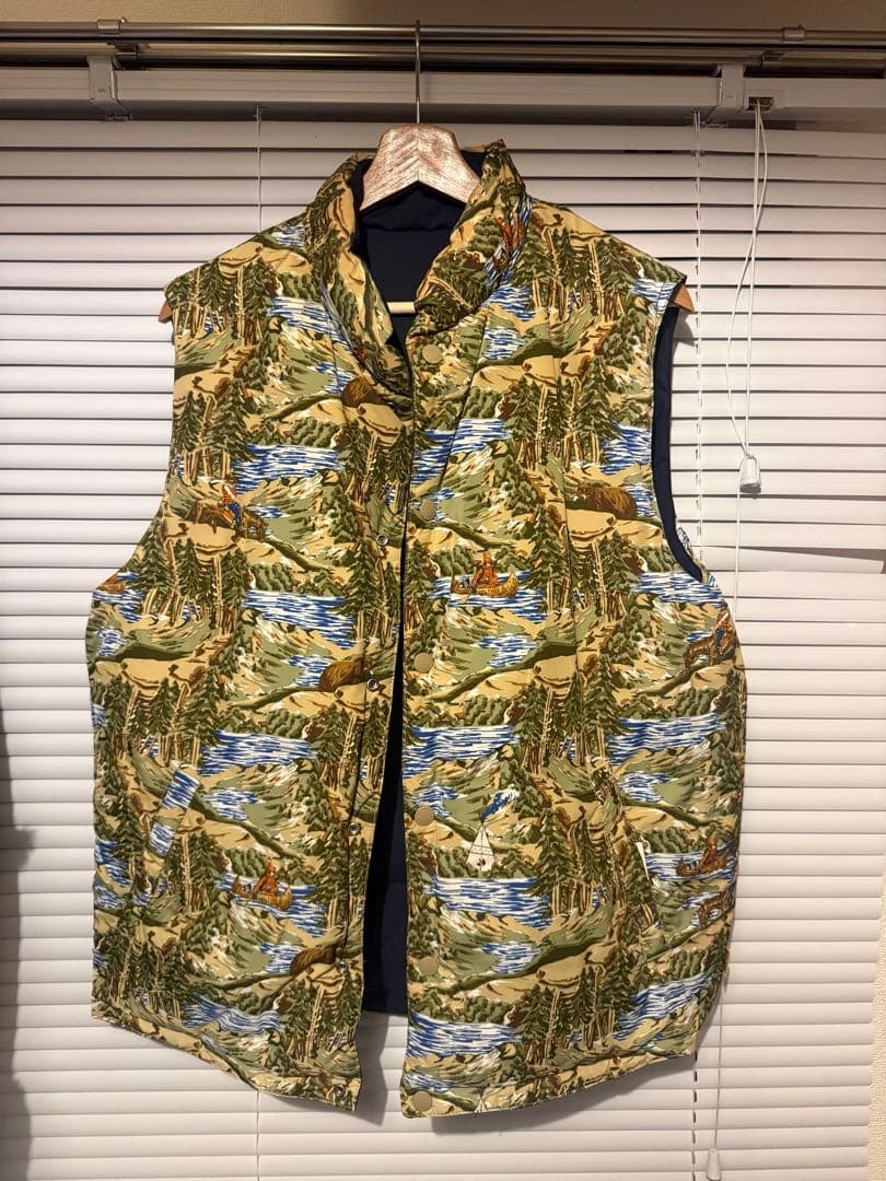 リバーシブル ダウンベスト ネイビー カモフラージュ