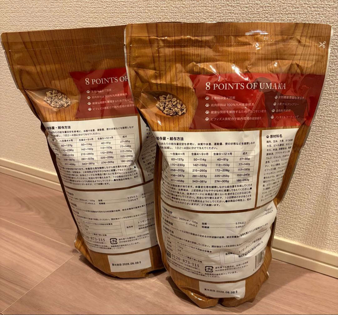 【新品未開封】 うまか プレミアムドッグフード1.5kg×2袋