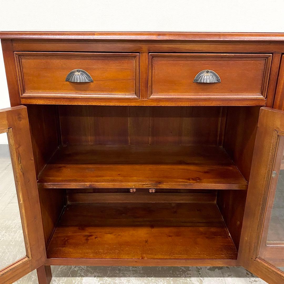 展示アウトレット品 ベルメゾン 無垢材 マホガニー キャビネット サイドボード