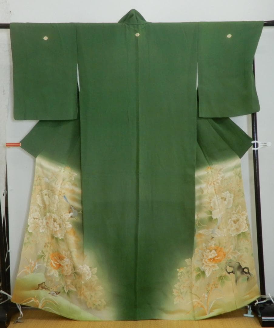 正絹・アンティーク着物・鳥花文様・大正浪漫・現代 縫い直し着物