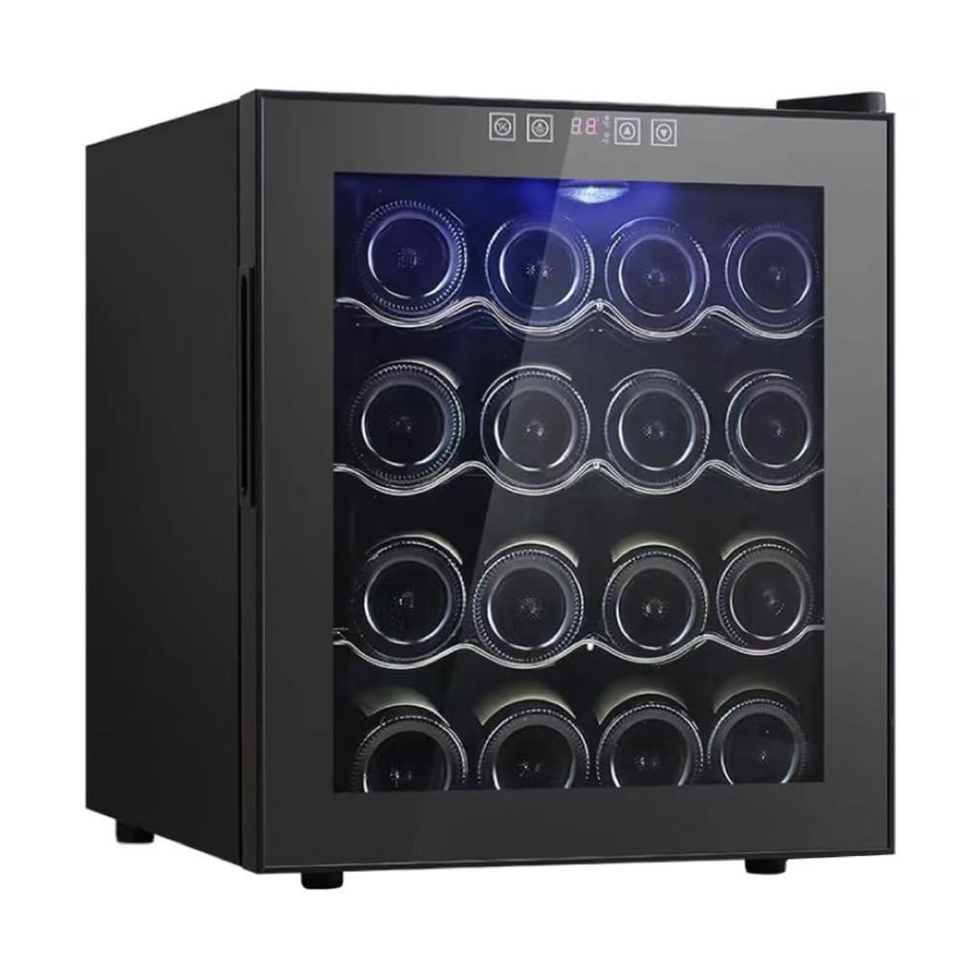 ワインセラー 16本収納 静音 省エネ LED温度表示家庭用ブラック PSE認証